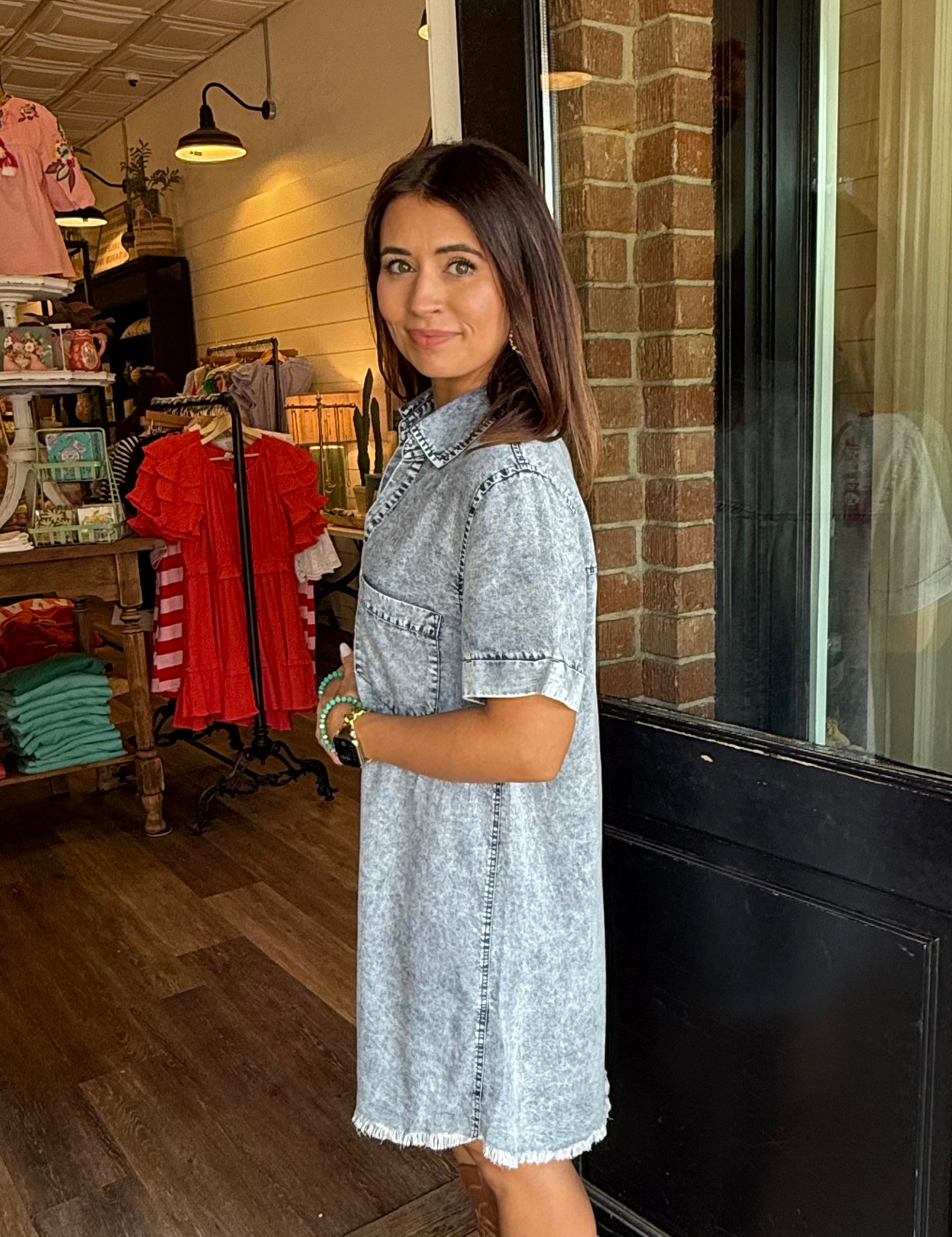 Daisy Washed Denim Shirt Dress