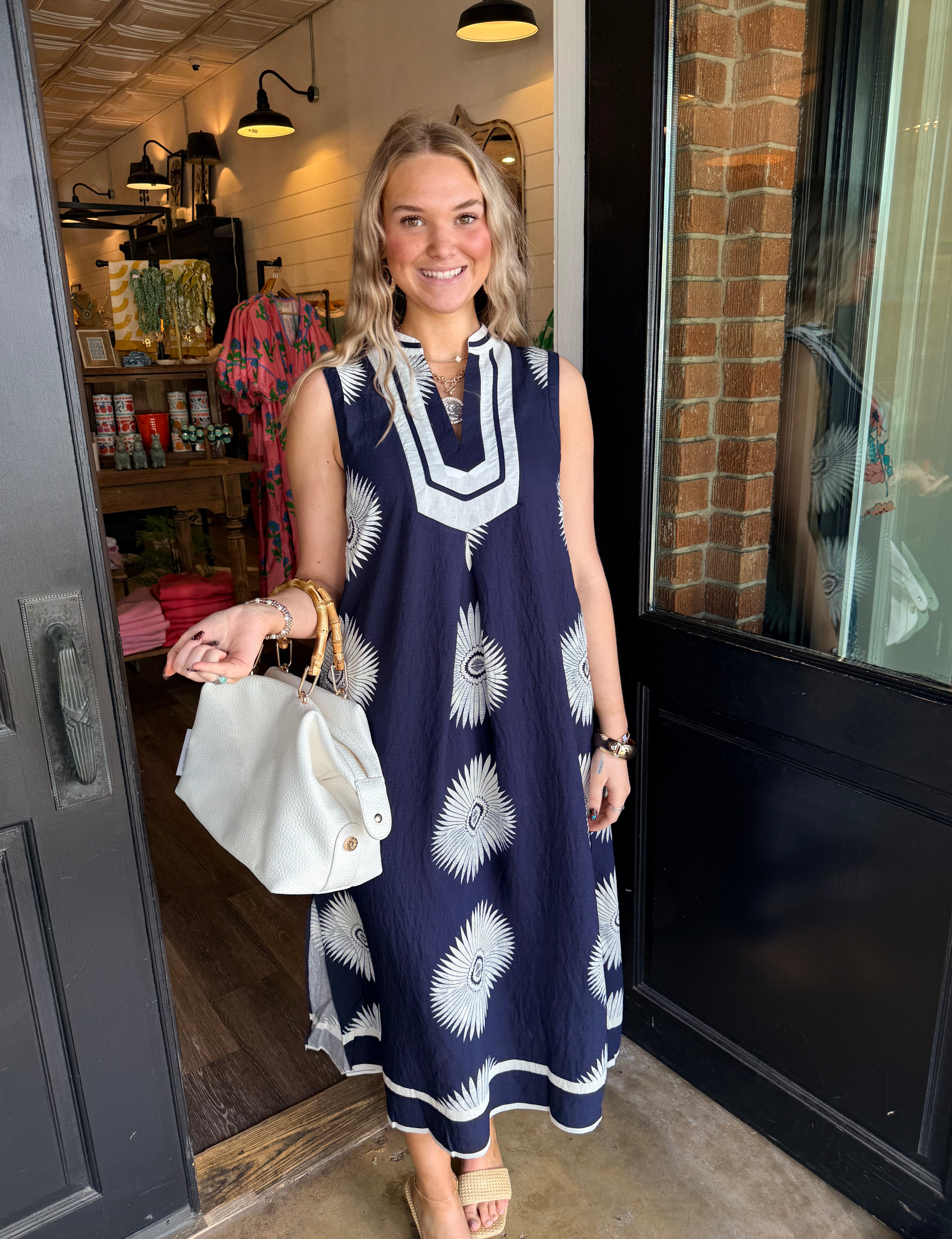 Victoria Navy Midi Dress