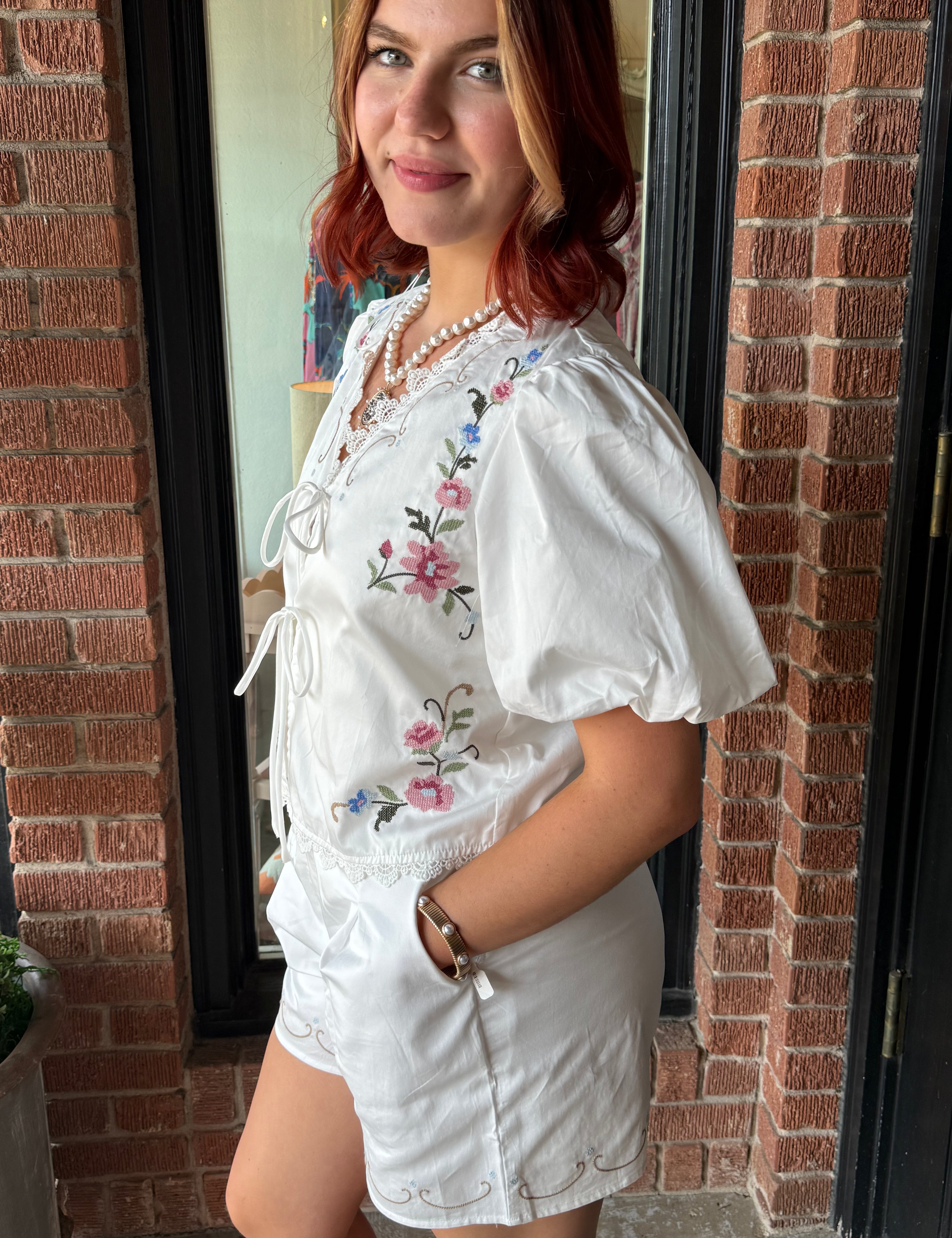 Ivy Embroidered Top & Shorts Set