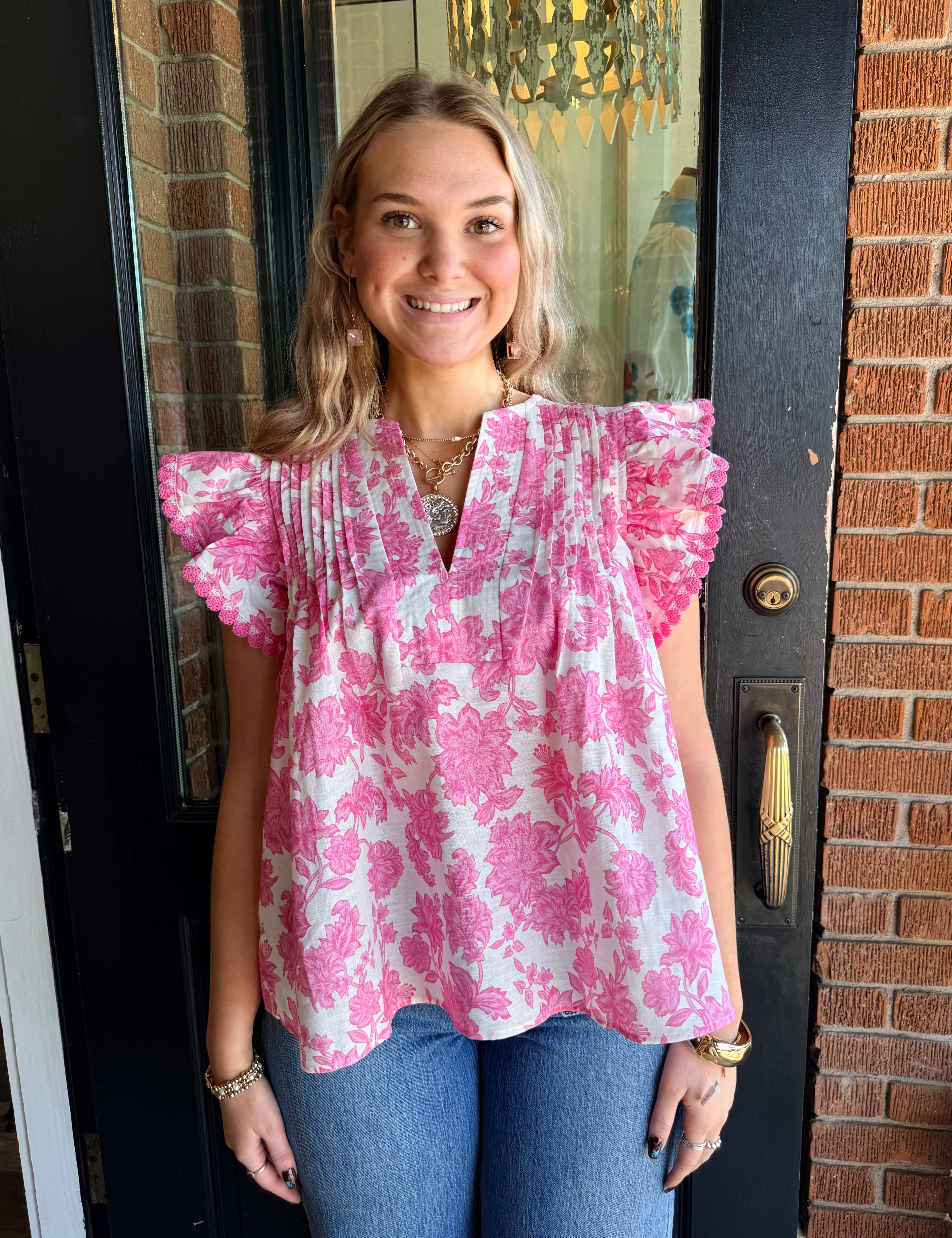 Pamela Pintuck Ruffle Top