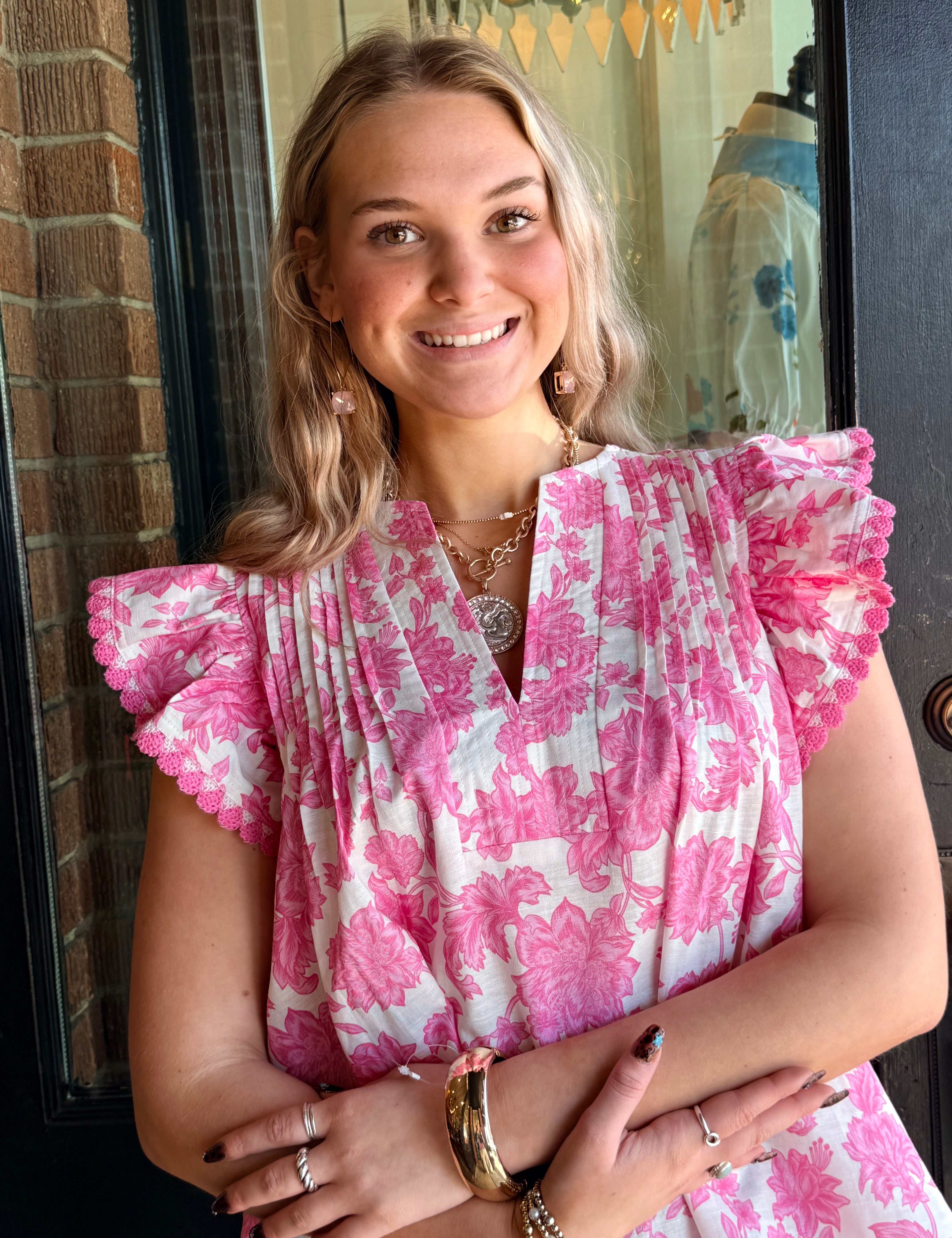 Pamela Pintuck Ruffle Top