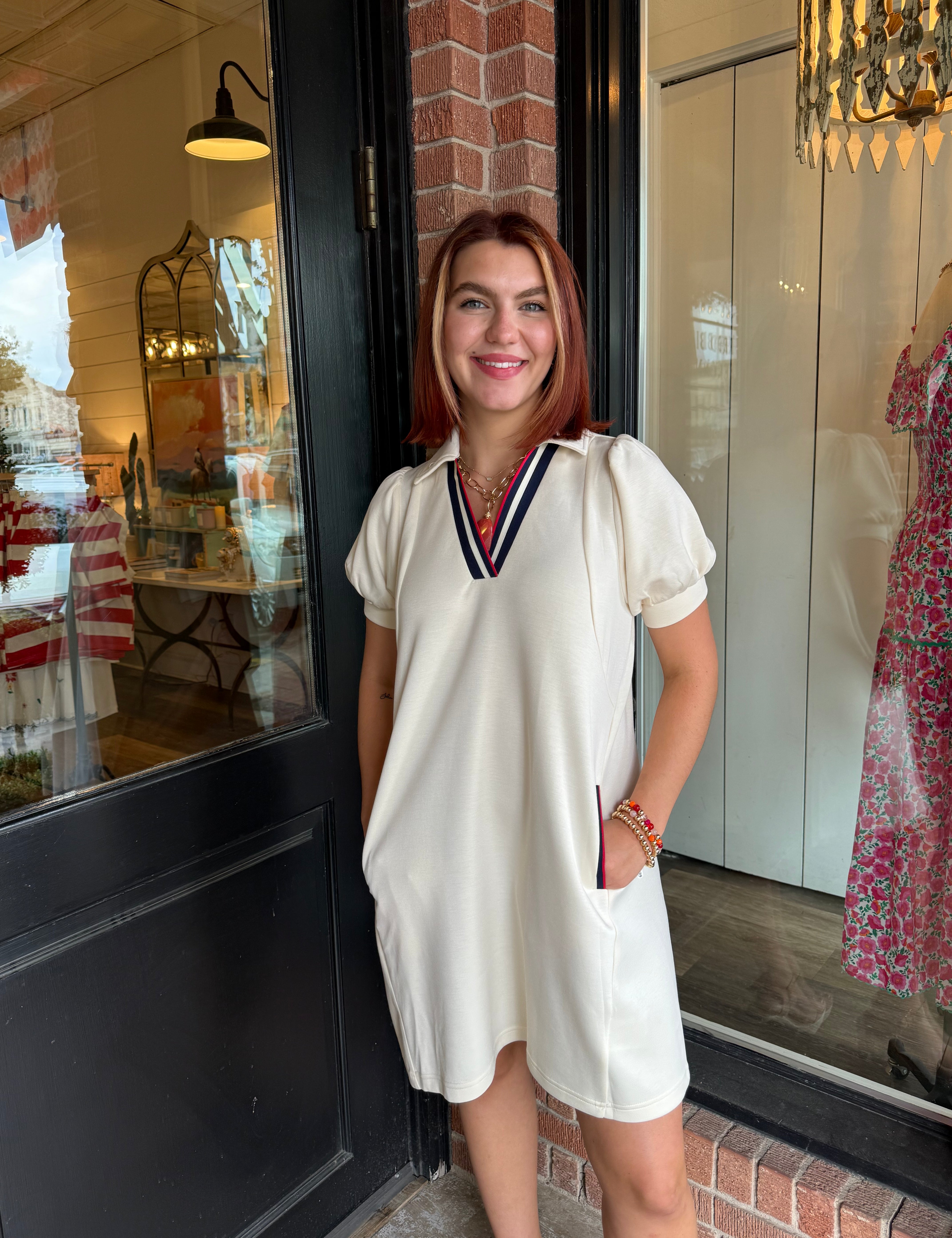 Lydia V-Neck Puff Sleeve Dress