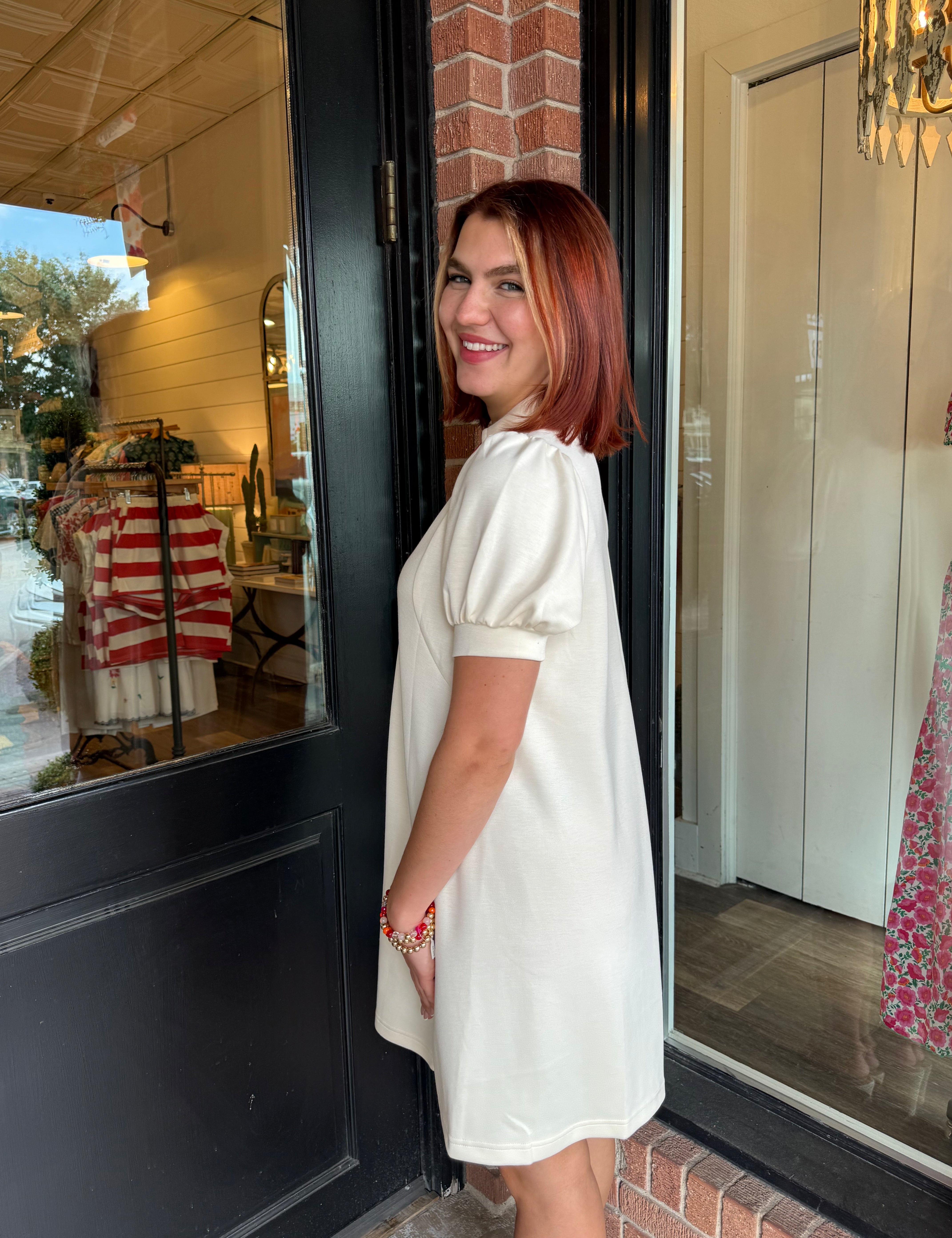Lydia V-Neck Puff Sleeve Dress