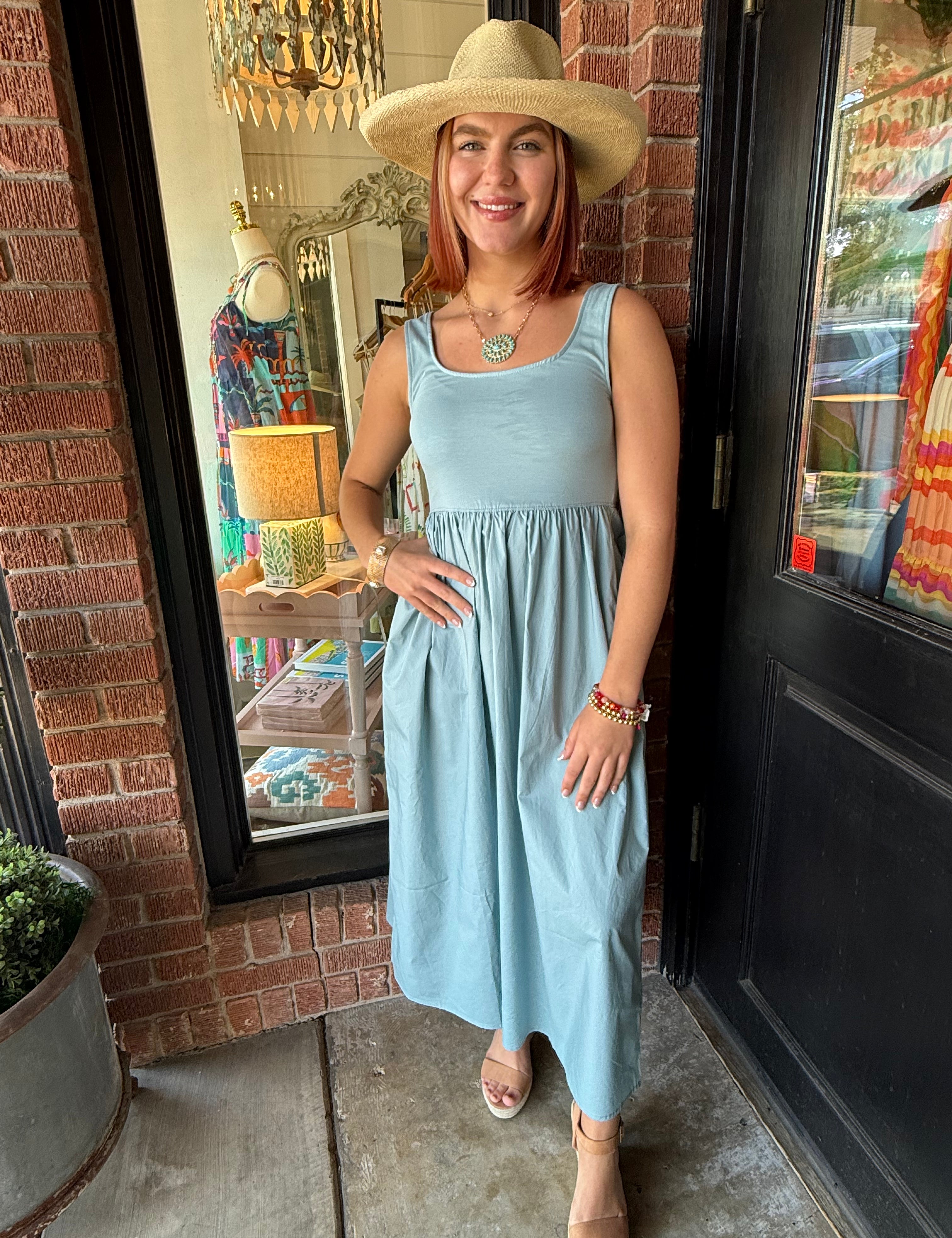 Madalynn Mixed Fabric Midi Dress