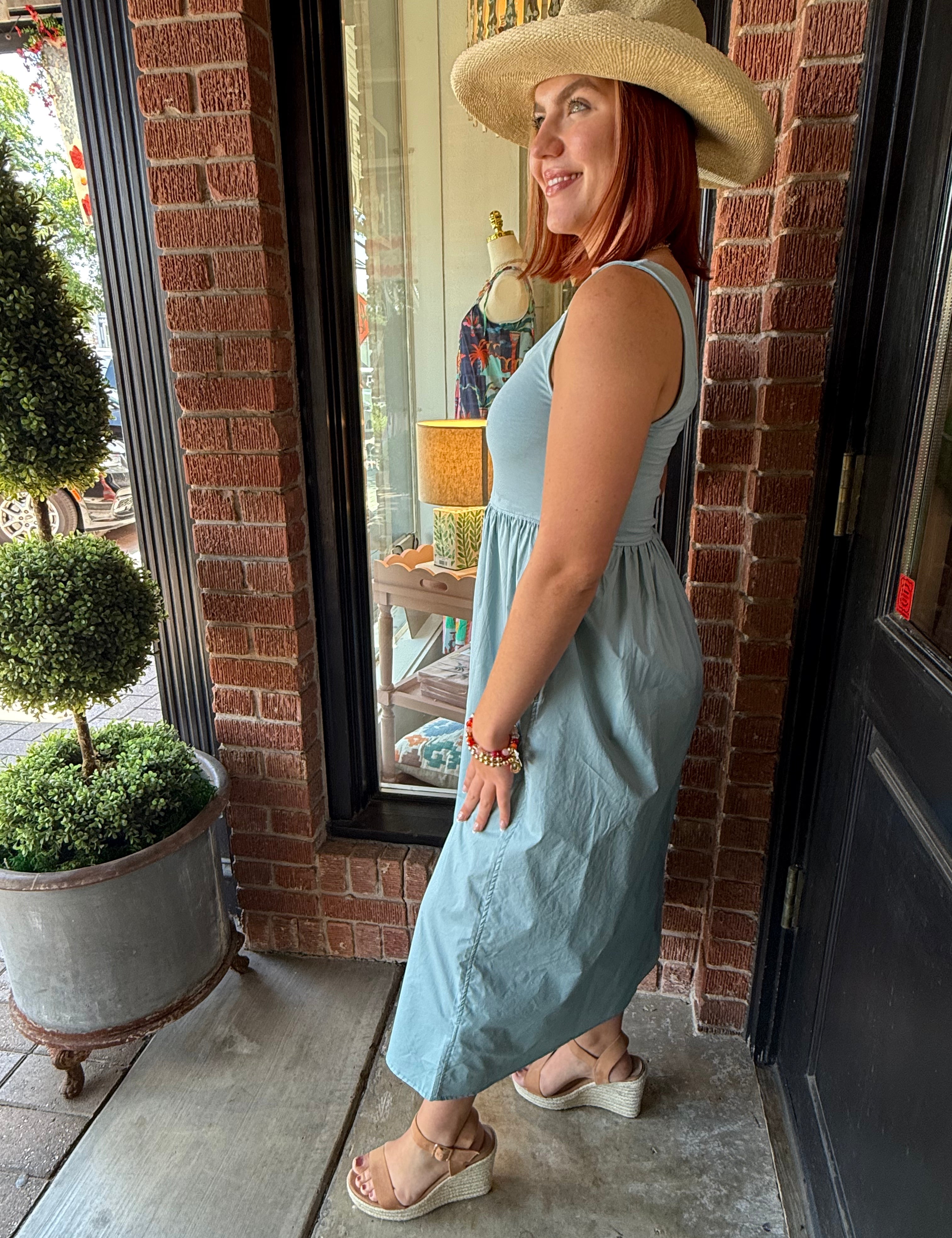 Madalynn Mixed Fabric Midi Dress