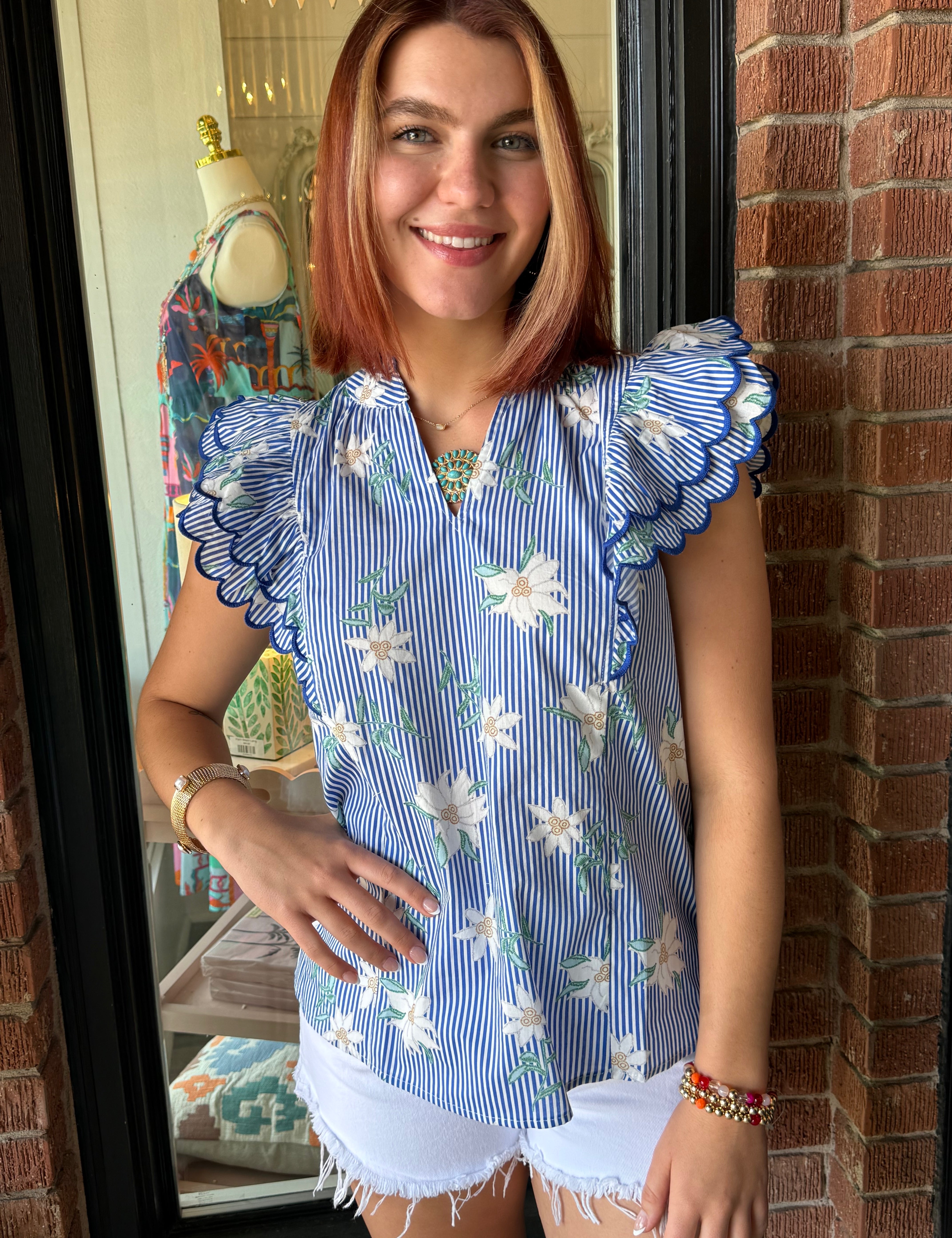Phoebe Stripe and Flower Print Top