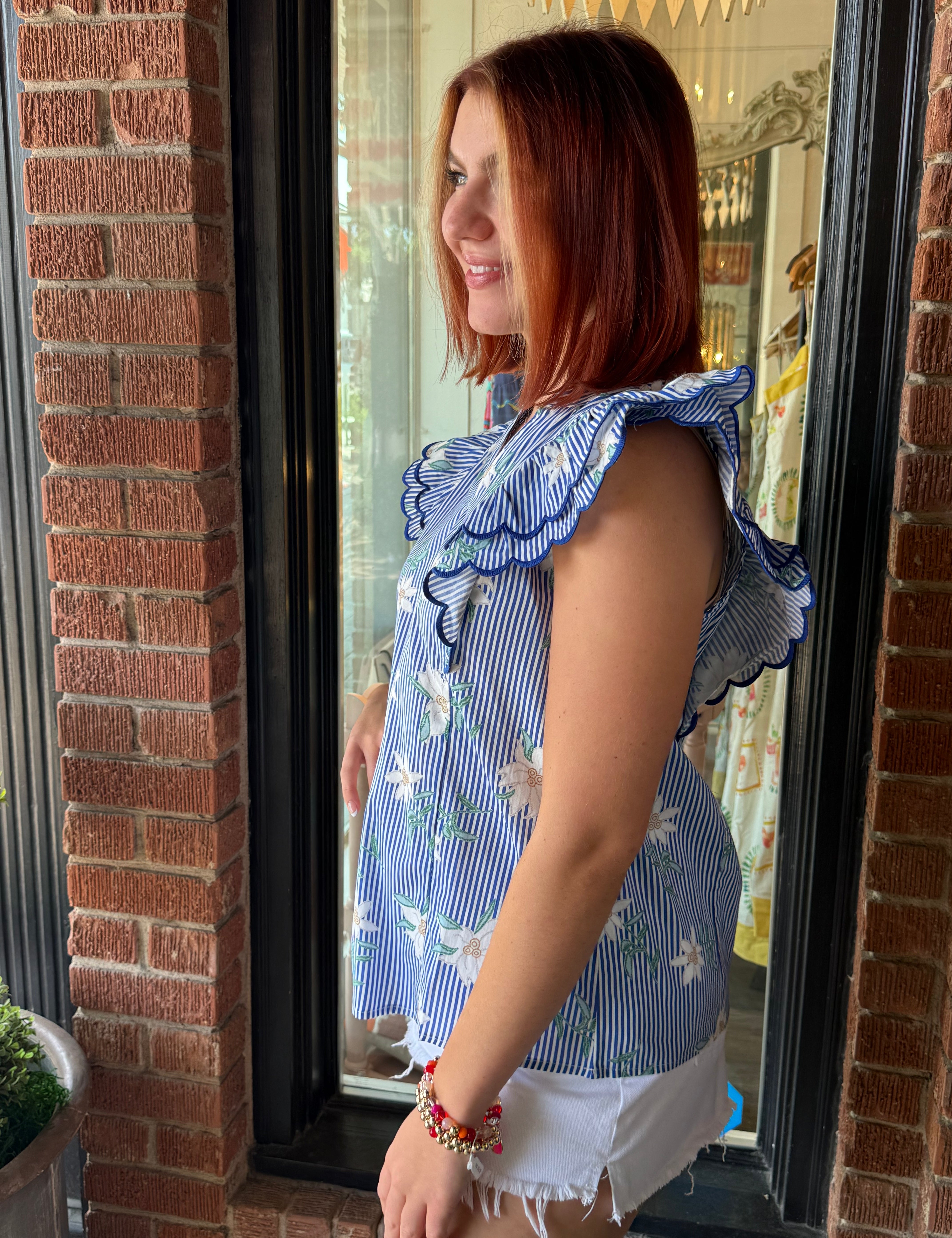 Phoebe Stripe and Flower Print Top