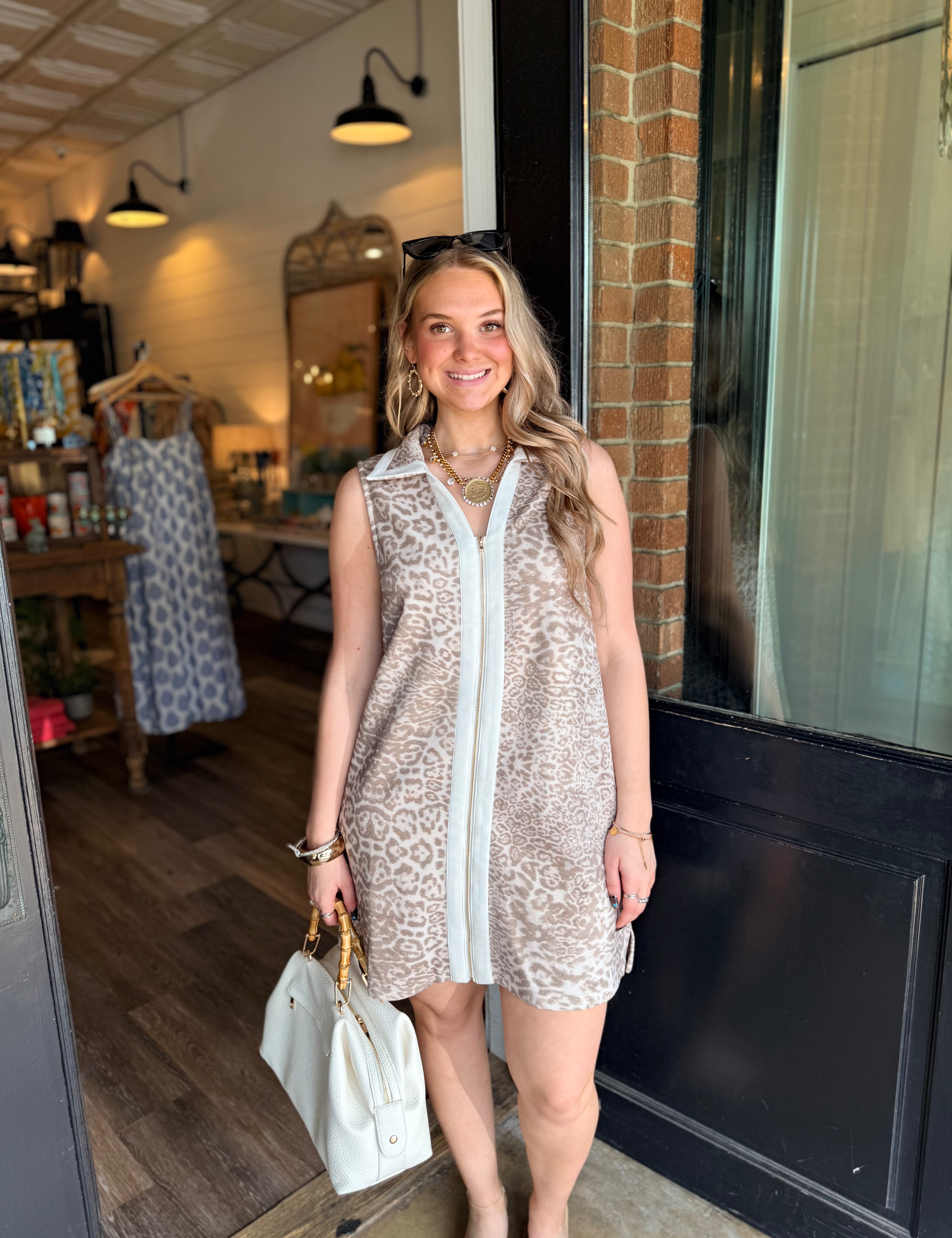 Janet Zip Leopard Mini Dress