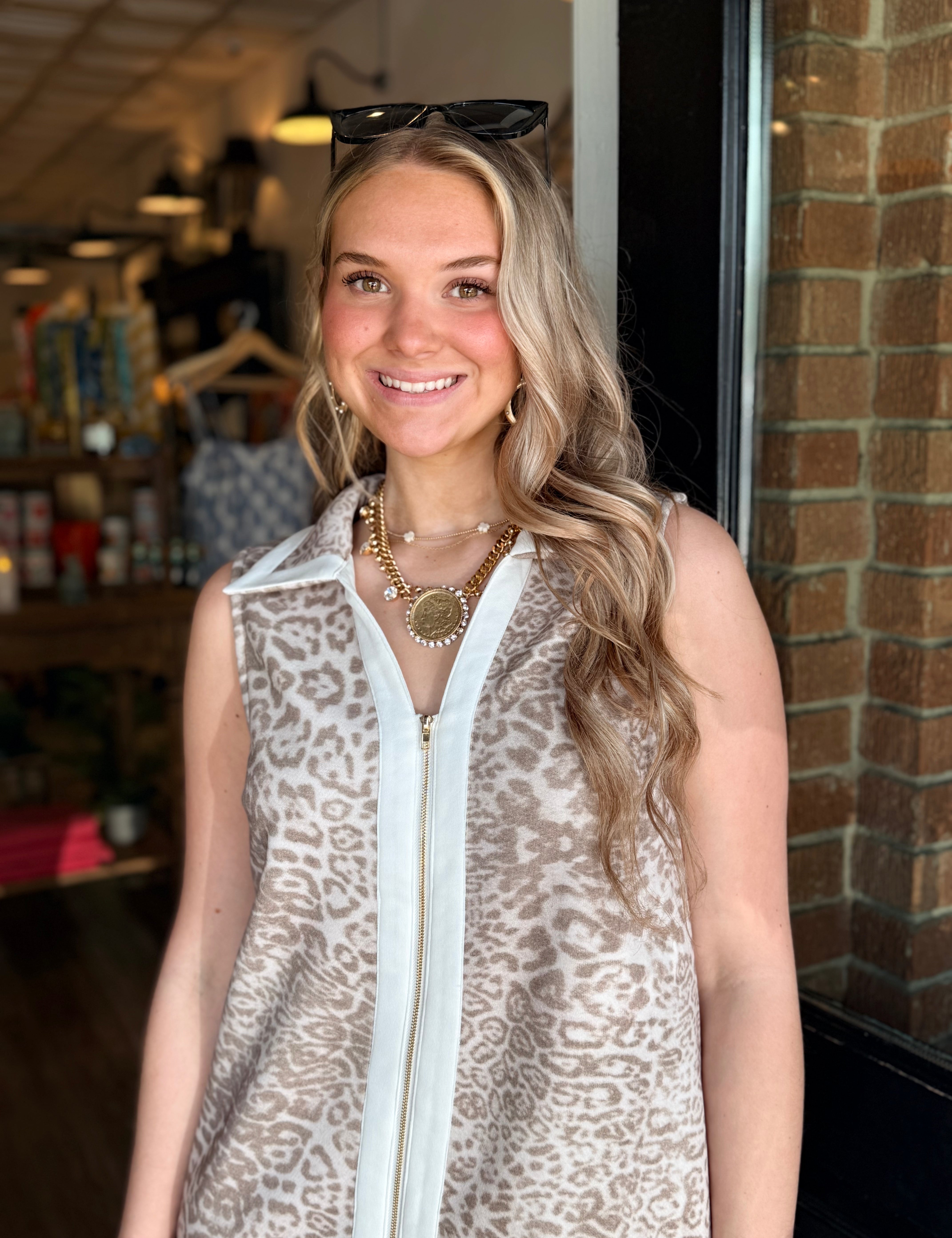 Janet Zip Leopard Mini Dress