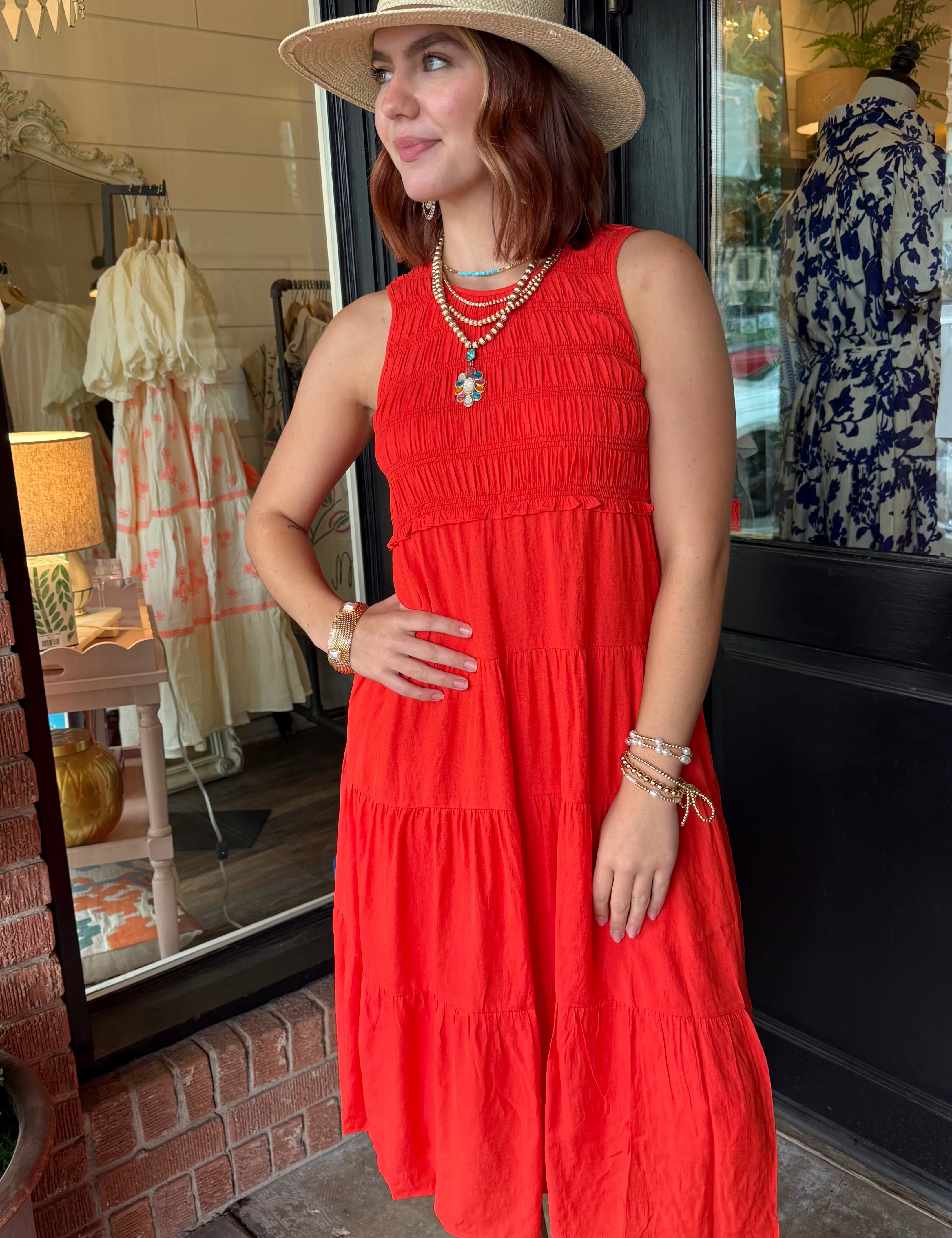 Amy Tiered Smocked Midi Dress