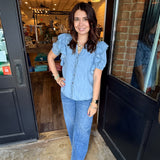 Donna V-Neck Denim Shirt