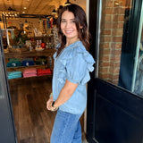 Donna V-Neck Denim Shirt