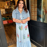 Tara Striped Floral Midi Dress