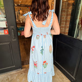 Tara Striped Floral Midi Dress
