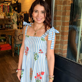 Tara Striped Floral Midi Dress