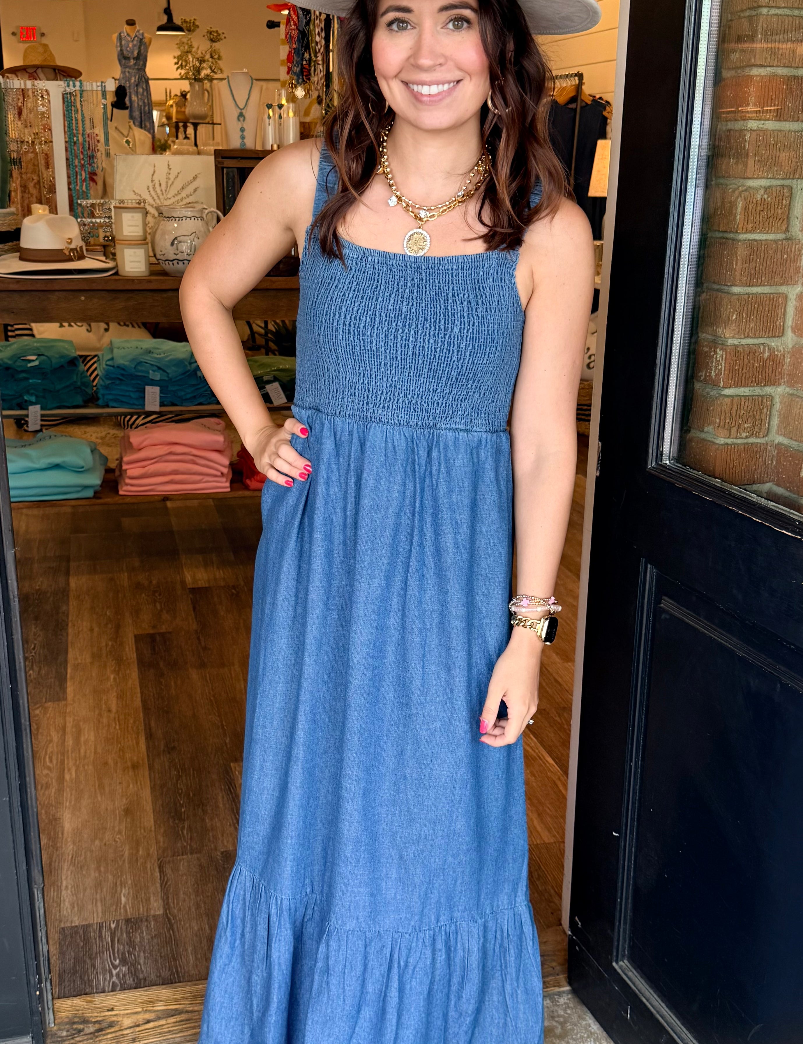 Tina Denim Maxi Dress