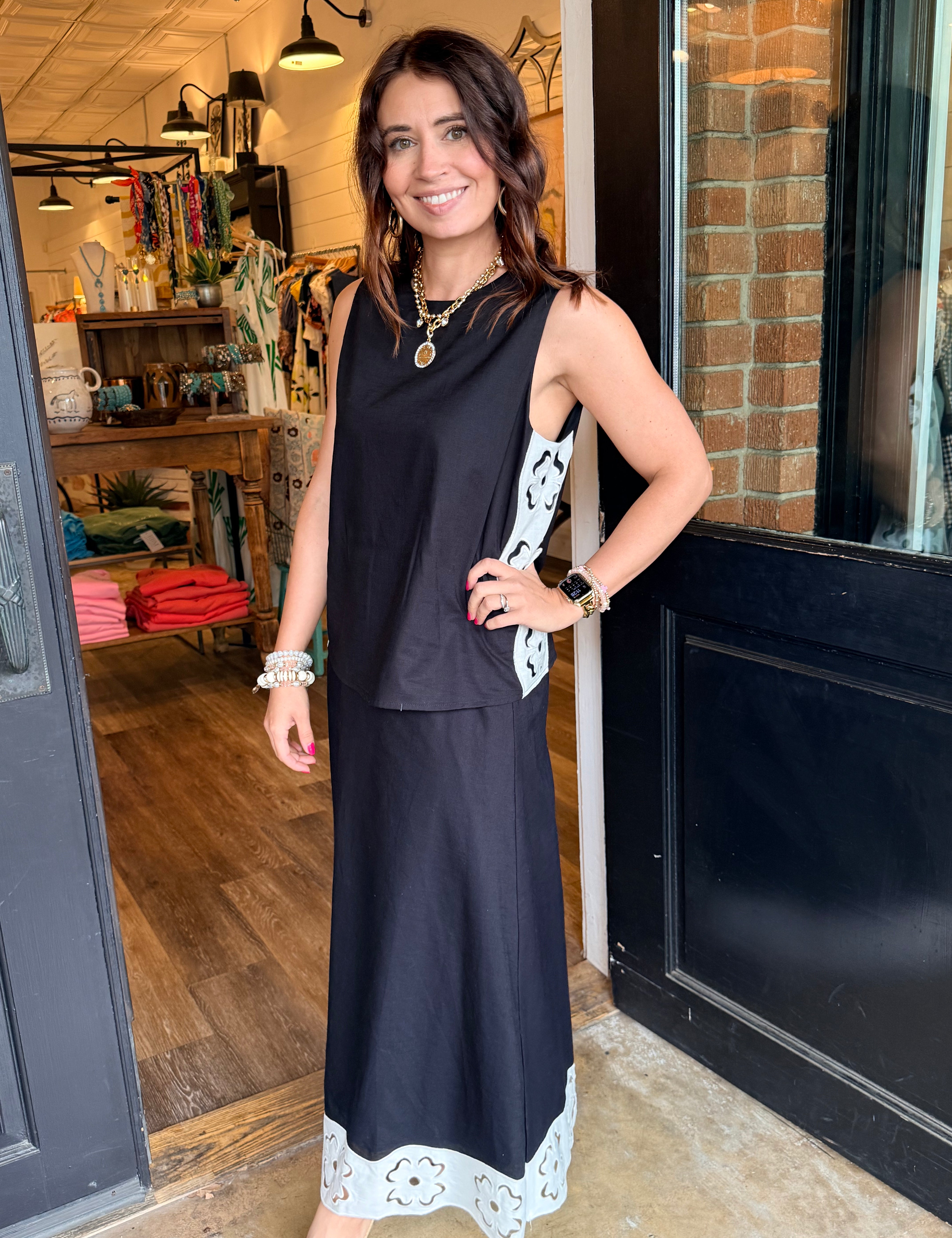 Trina Floral Cutout Midi Skirt