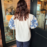 Lidiya Embroidered Sleeve Top