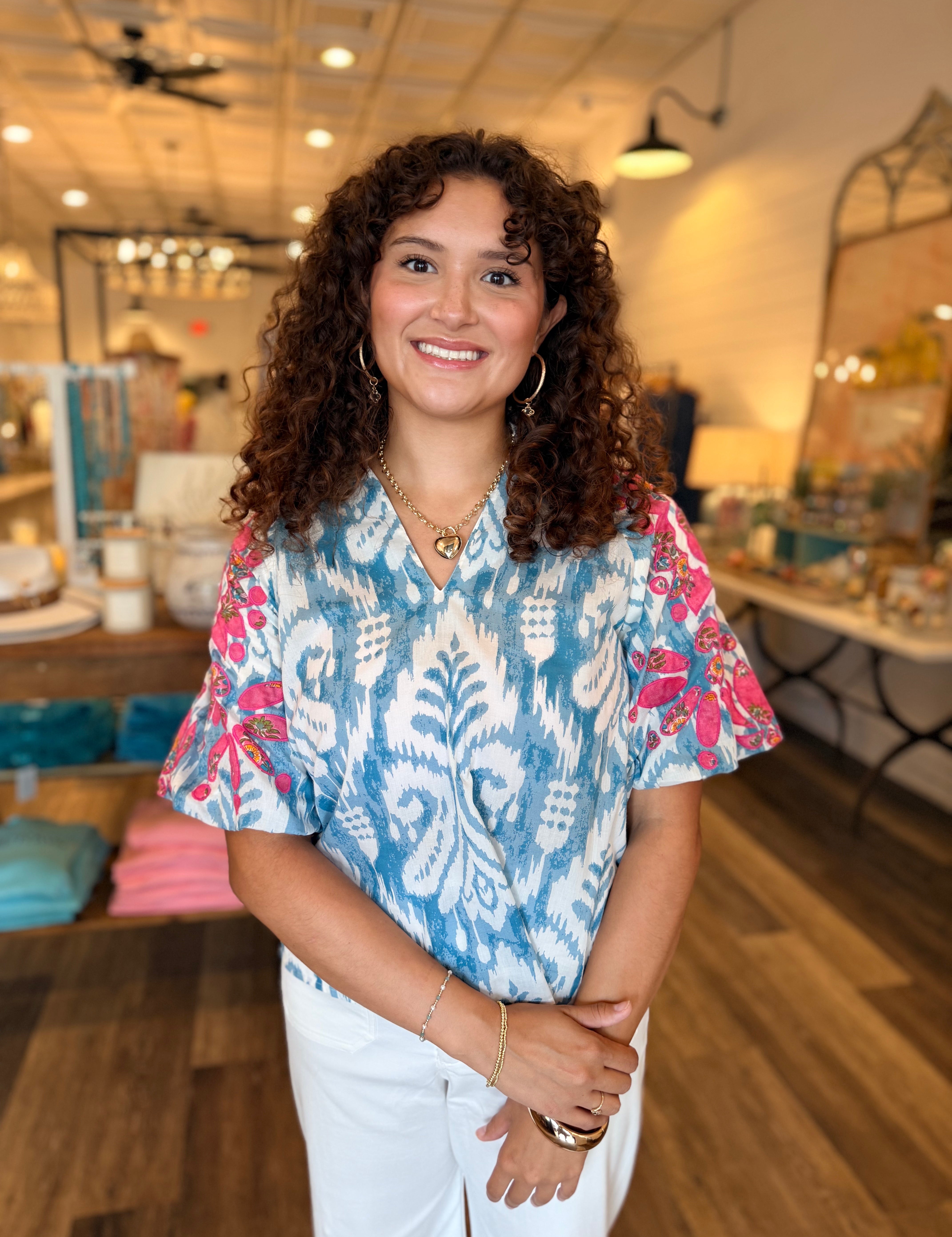 Jessica Puff Sleeve Floral Top