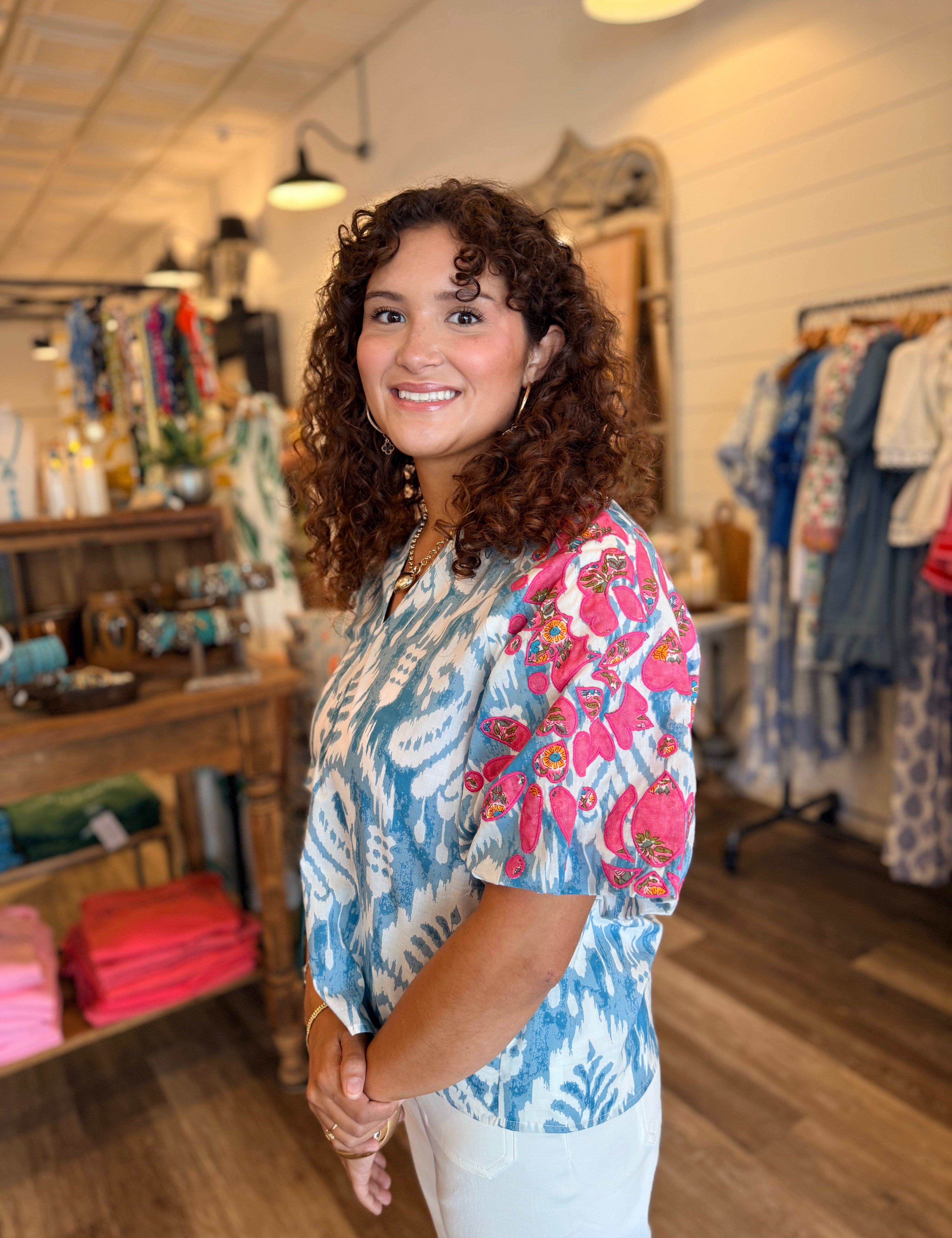 Jessica Puff Sleeve Floral Top