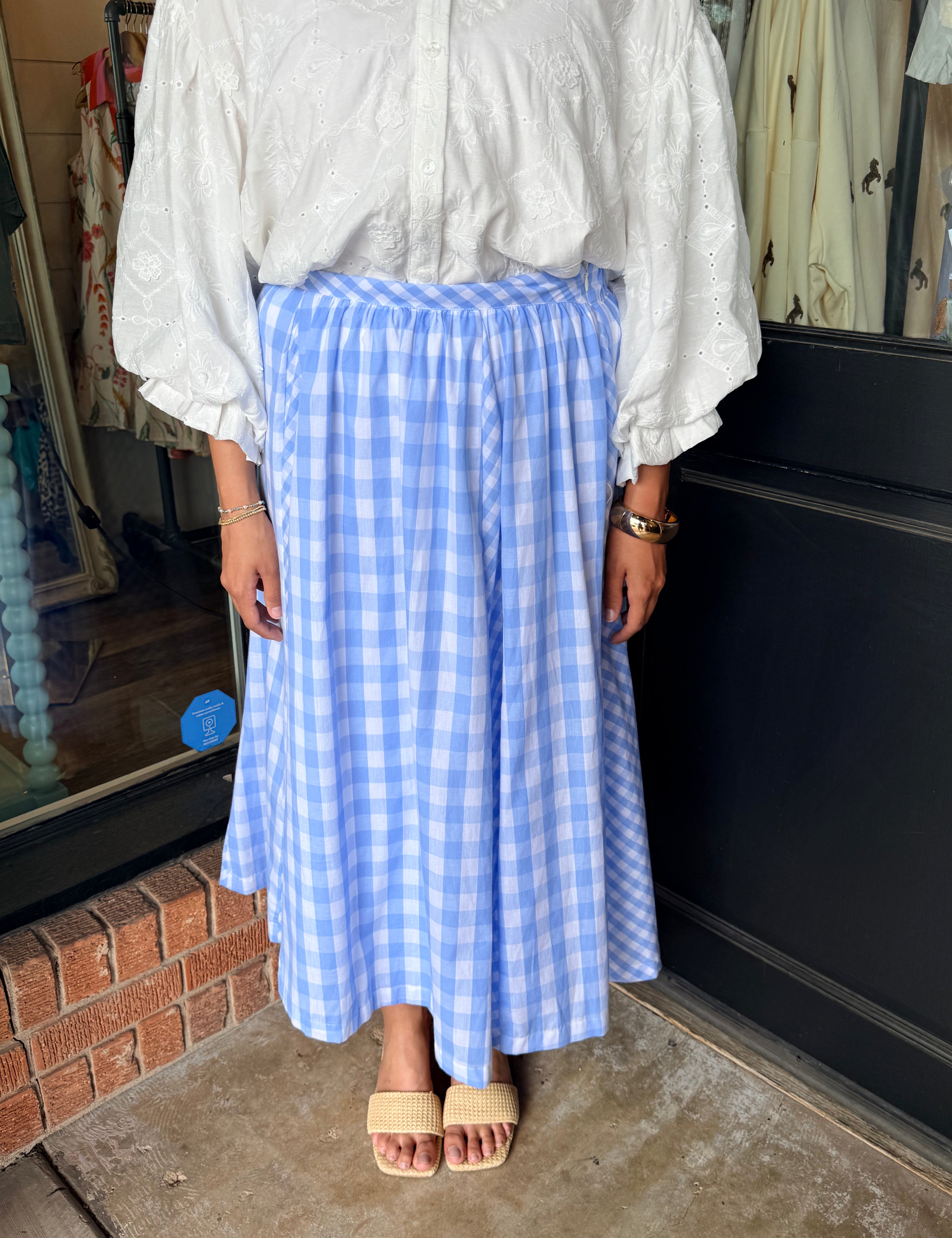 Nancy Gingham Midi Skirt