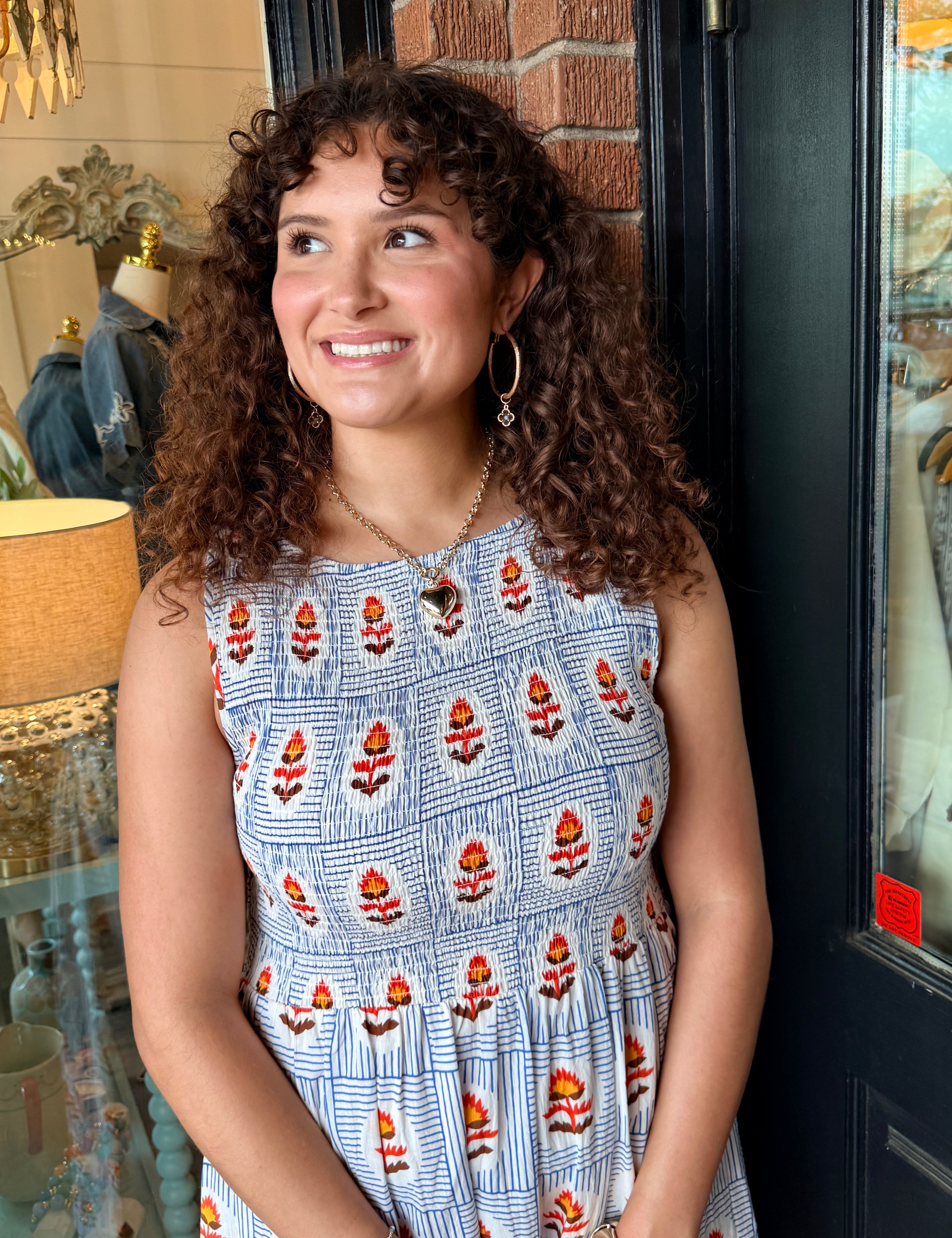 Jolie Smocked Pattern Midi Dress