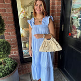 Heidi Flutter Sleeve Striped Tiered Dress