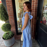 Heidi Flutter Sleeve Striped Tiered Dress