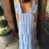 Heidi Flutter Sleeve Striped Tiered Dress