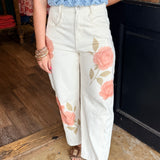 Ashley Floral Barrel Jeans