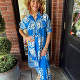 Tyra Mixed Print Midi Dress