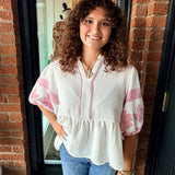 Cameron Peplum Embroidered Top
