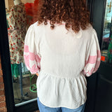 Cameron Peplum Embroidered Top