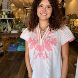 Monica V-Neck Stripe Top