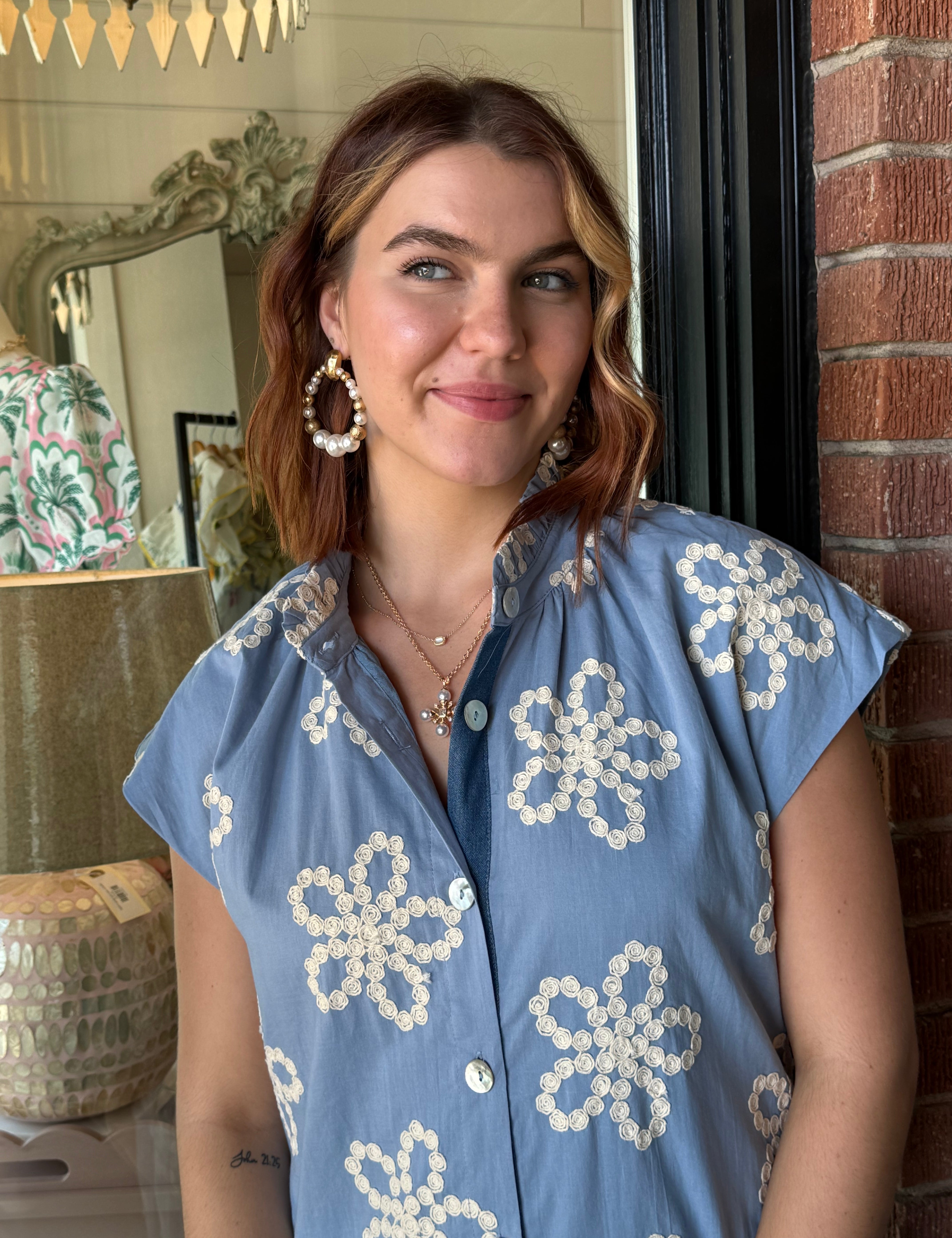Brooke Floral Embroidered Shift Dress