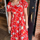 Carly Red Print Dress