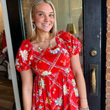 Carly Red Print Dress