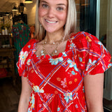 Carly Red Print Dress