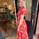 Carly Red Print Dress