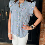 Ellise Stripe Button Blouse