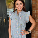 Ellise Stripe Button Blouse