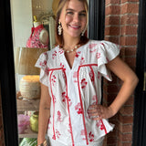 Beronica Red Floral Embroidered Top
