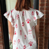 Beronica Red Floral Embroidered Top