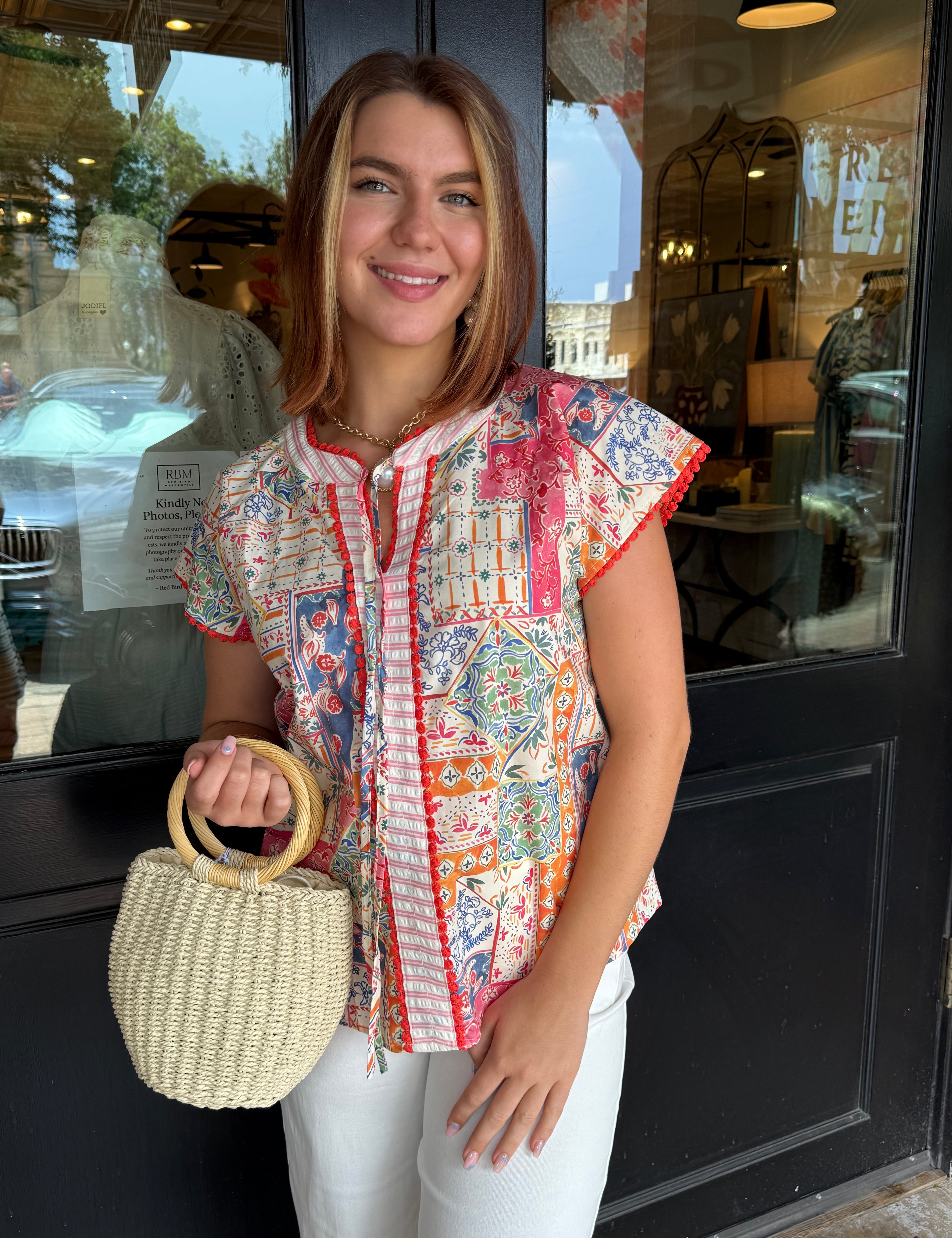 Gina Mixed Print Top