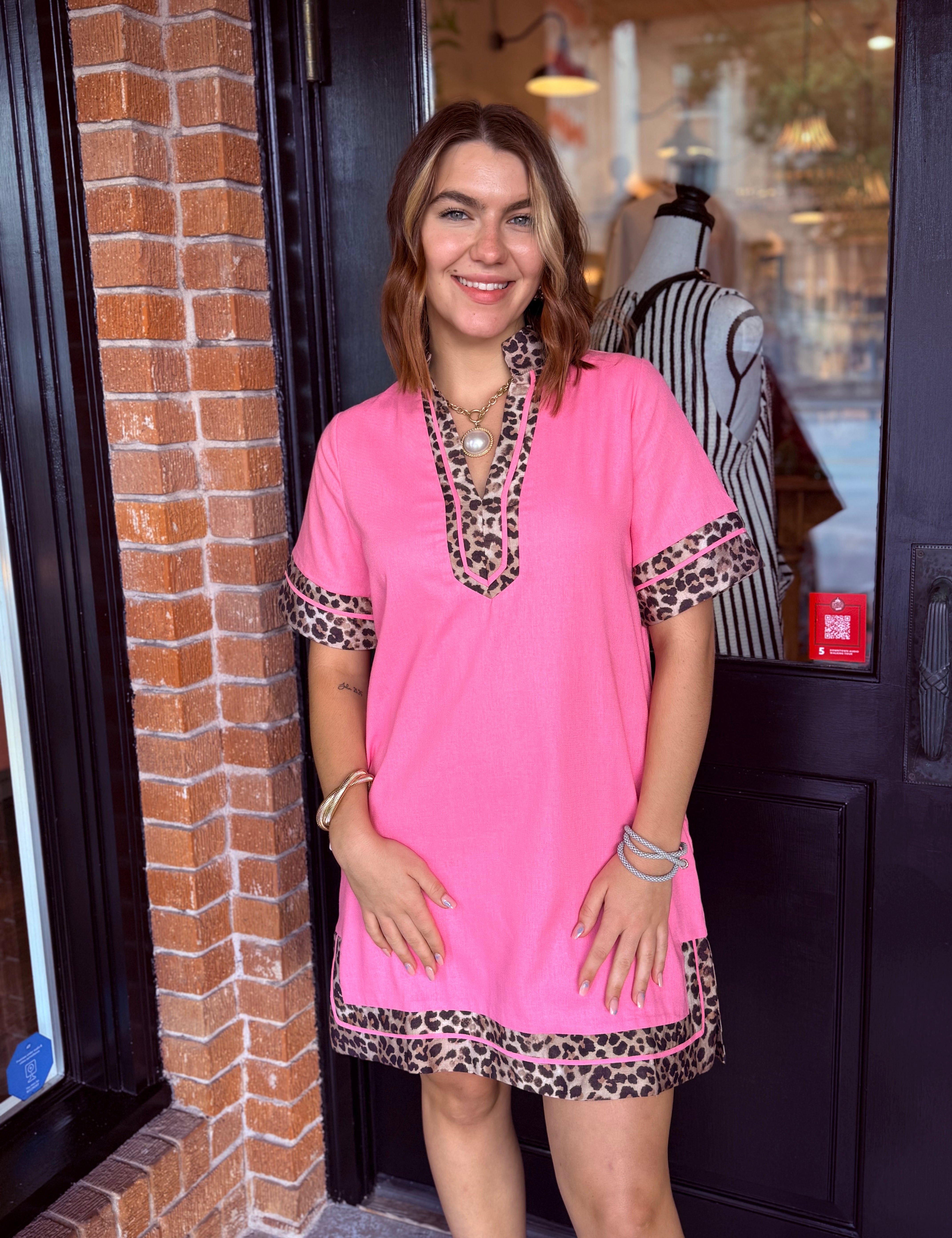 Mila Leopard Trim Dress