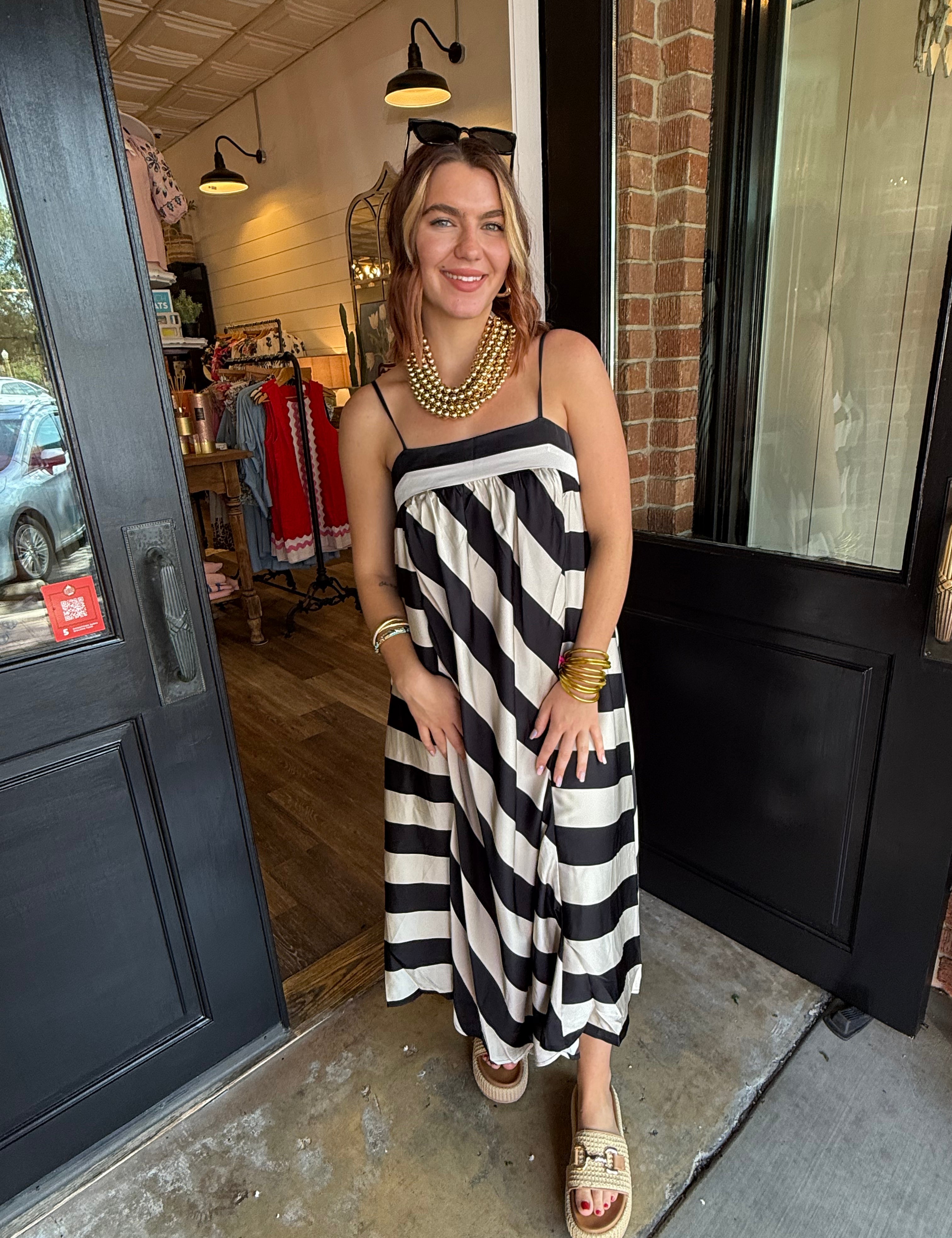 Emilia Diagonal Stripe Maxi Dress