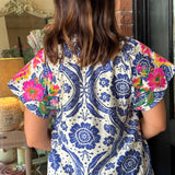 Alena Embroidered Print Top