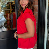 Ramona Ruffle Split Neck Top