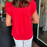 Ramona Ruffle Split Neck Top