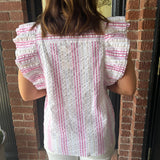 Blaise Stripe Print Button Down Top
